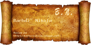 Barhó Nikola névjegykártya